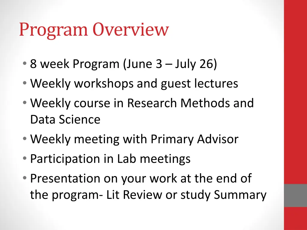 program overview