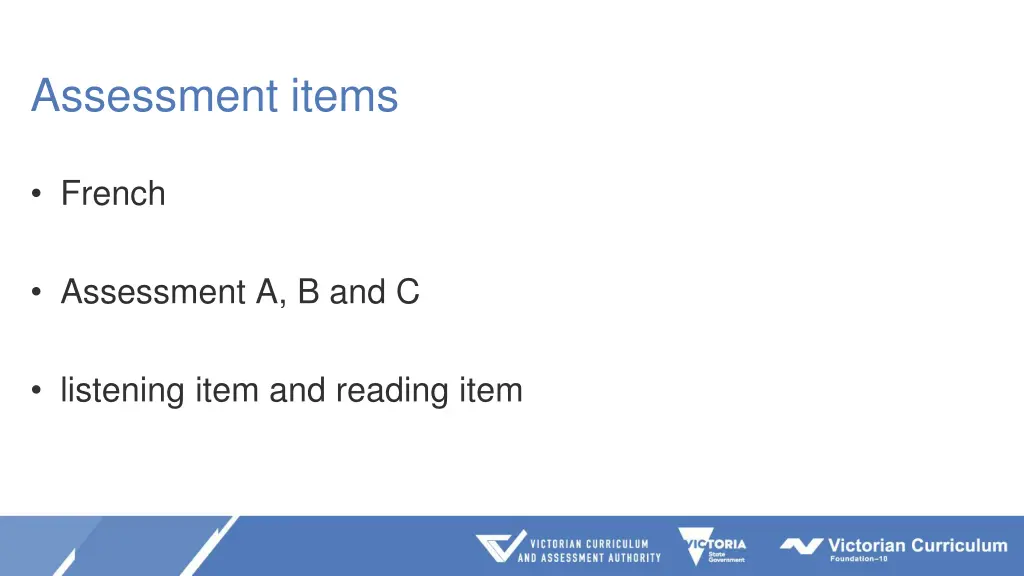 assessment items