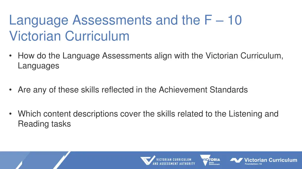 language assessments and the f 10 victorian