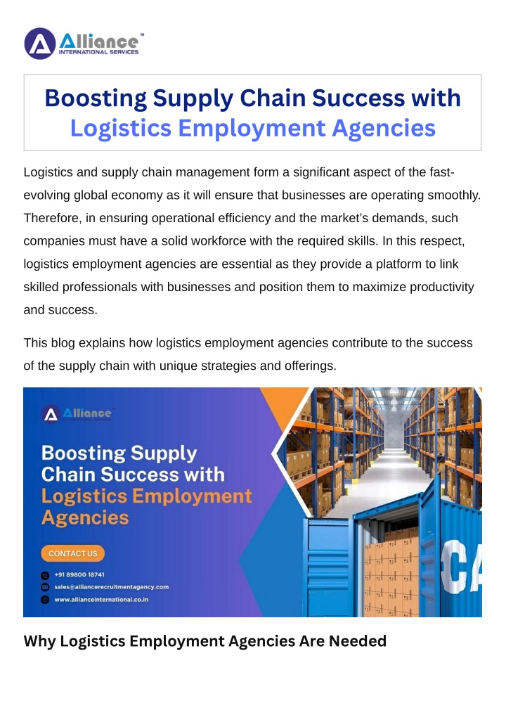 boosting supply chain success with logistics