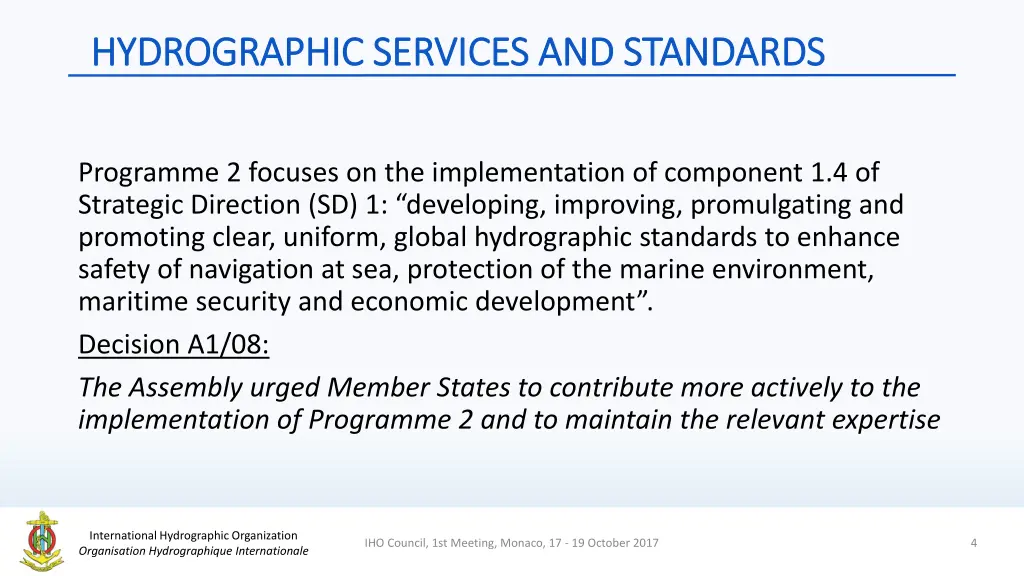 hydrographic services and standards hydrographic