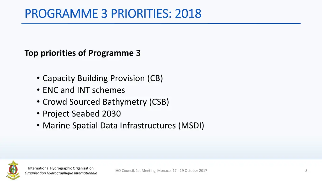 programme 3 priorities 2018 programme