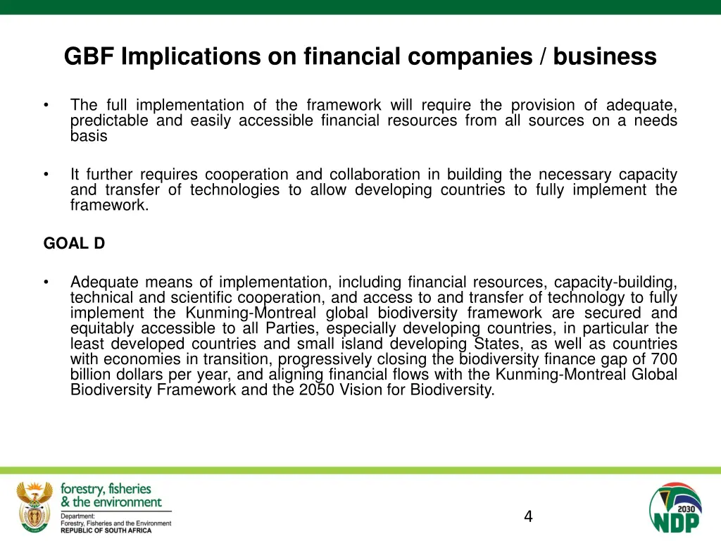 gbf implications on financial companies business