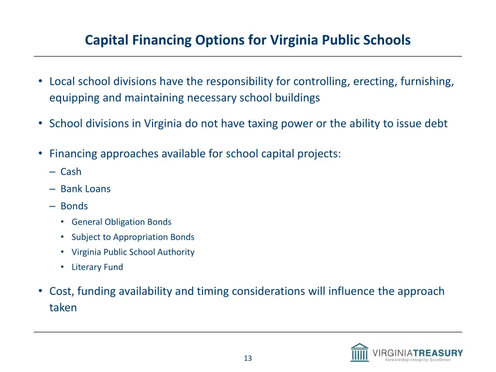 capital financing options for virginia public