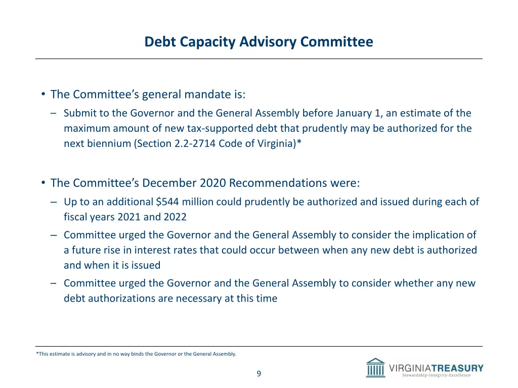 debt capacity advisory committee