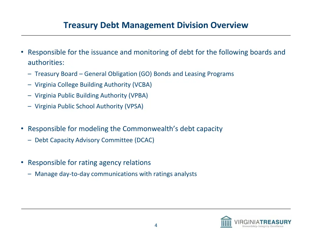 treasury debt management division overview