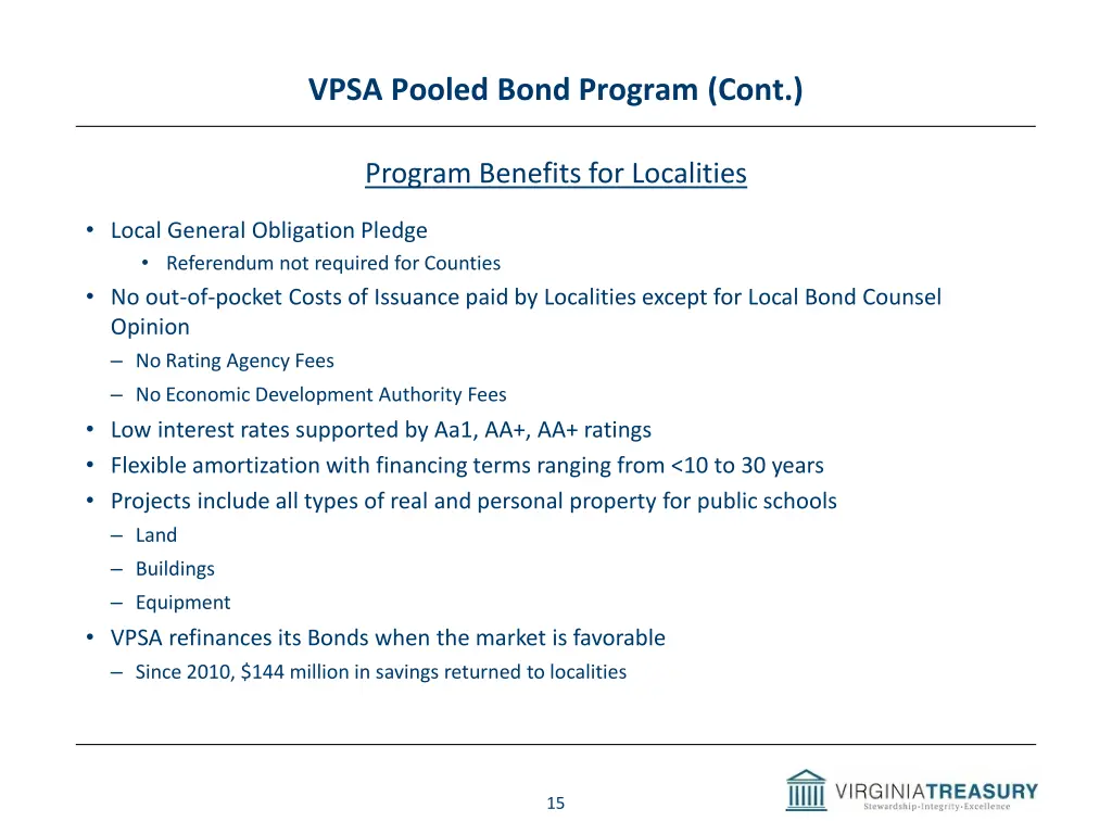 vpsa pooled bond program cont