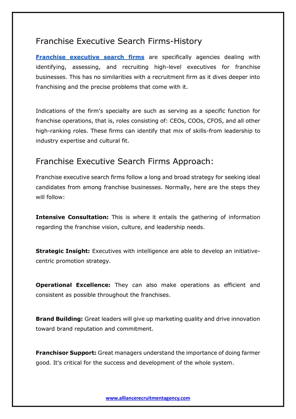 franchise executive search firms history