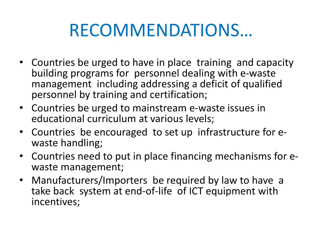 recommendations 1