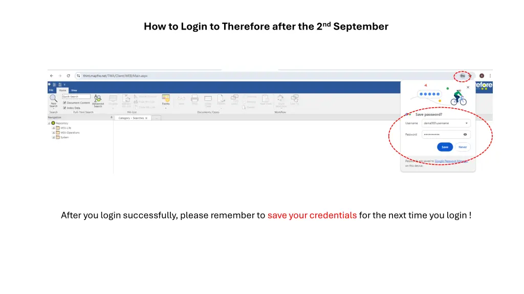 how to login to therefore after the 2 nd september 1