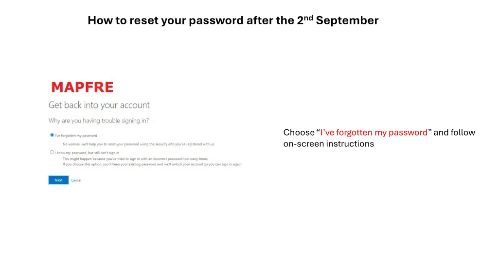 how to reset your password after 1