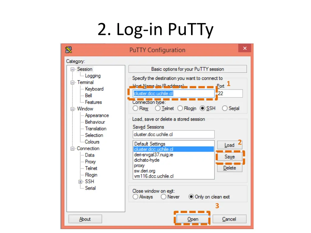 2 log in putty