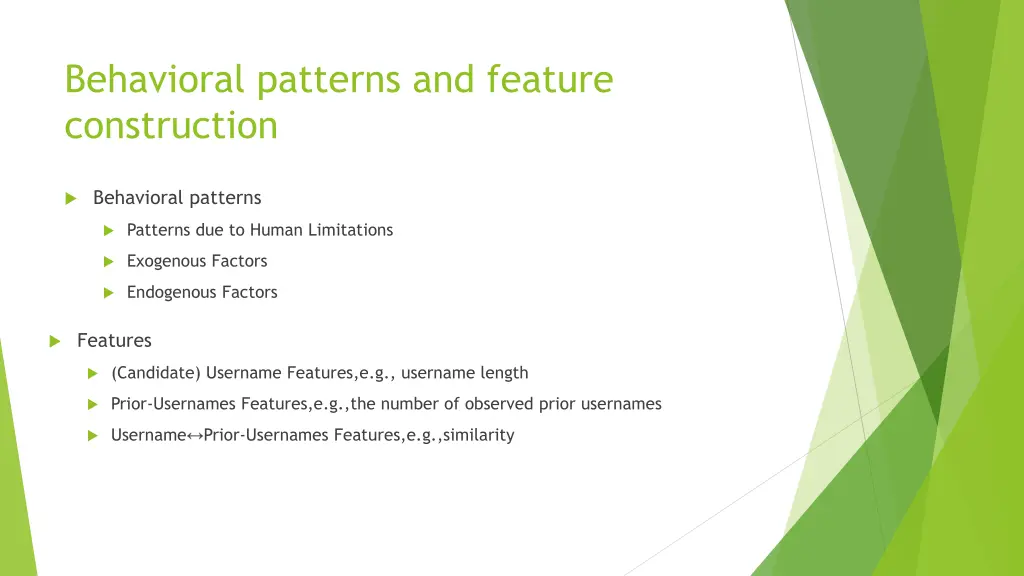 behavioral patterns and feature construction 1