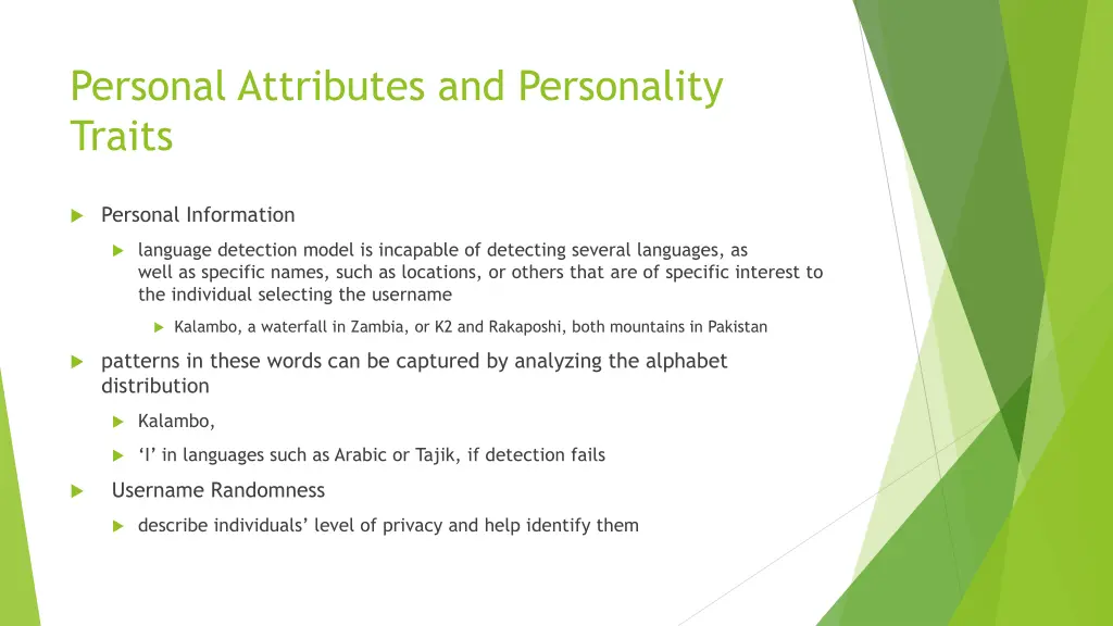 personal attributes and personality traits