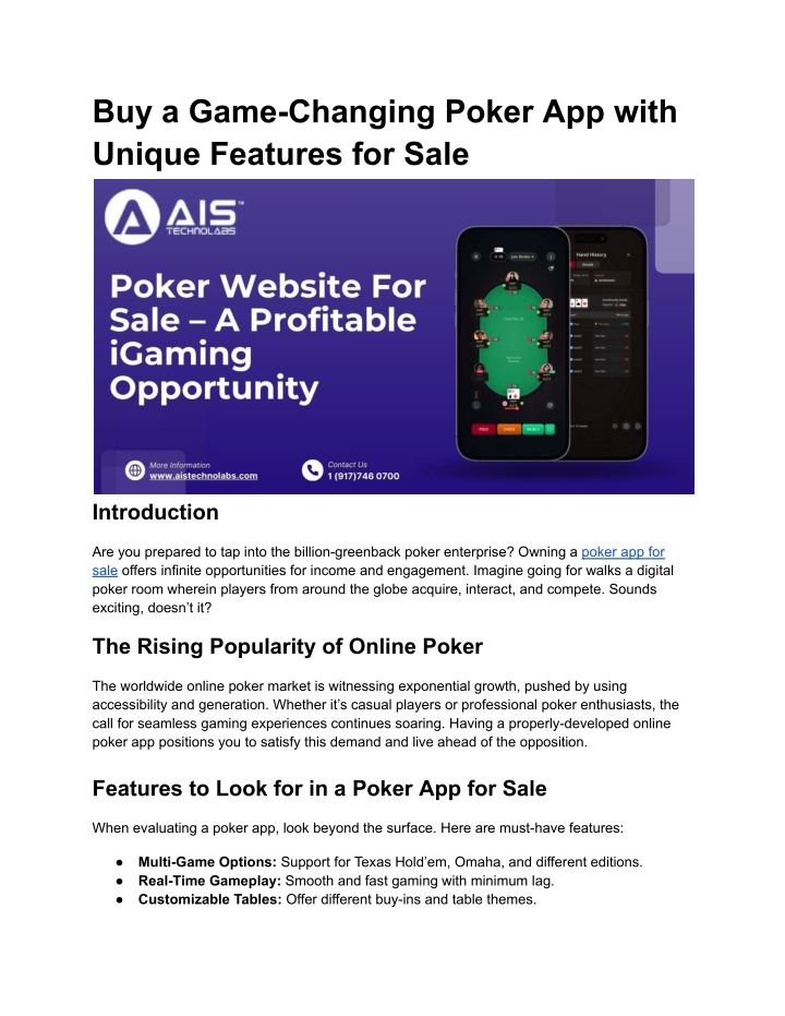 buy a game changing poker app with unique