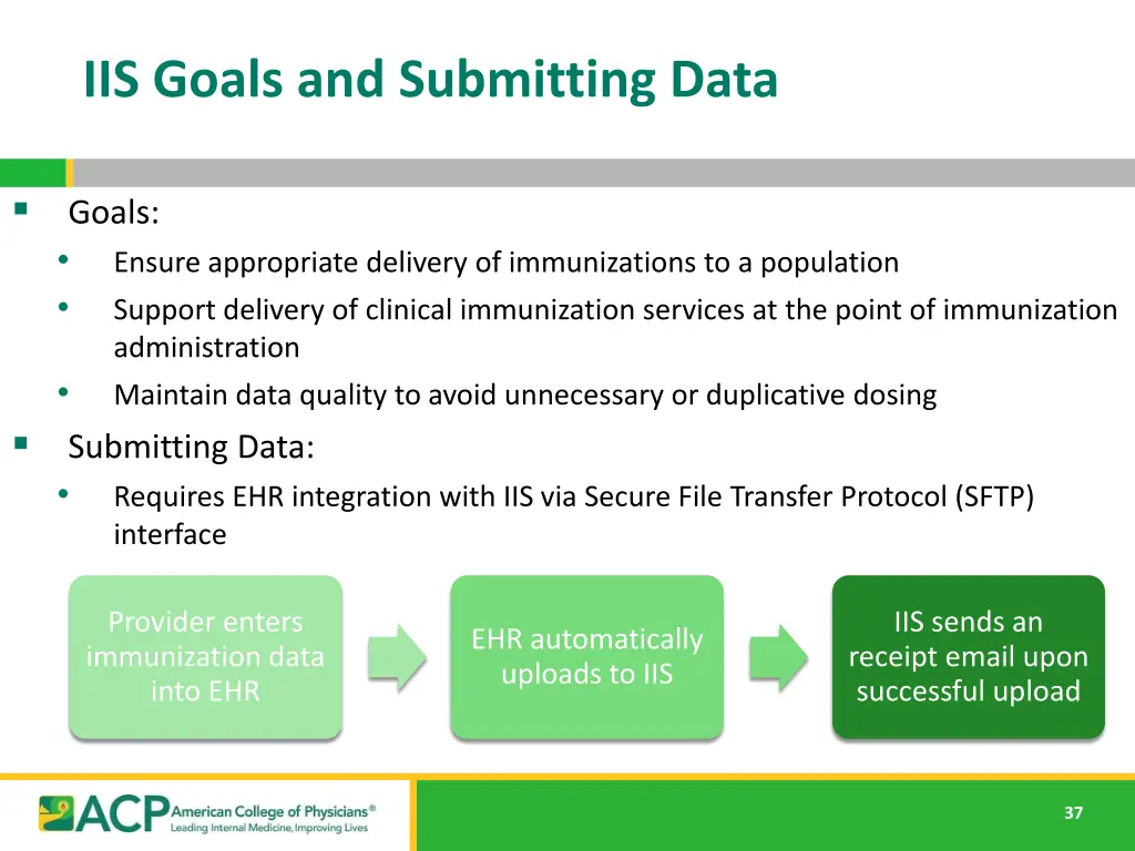 iis goals and submitting data