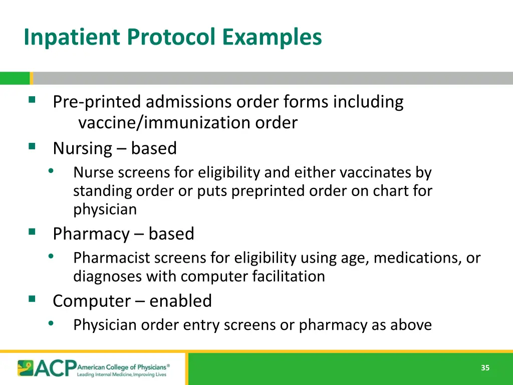 inpatient protocol examples