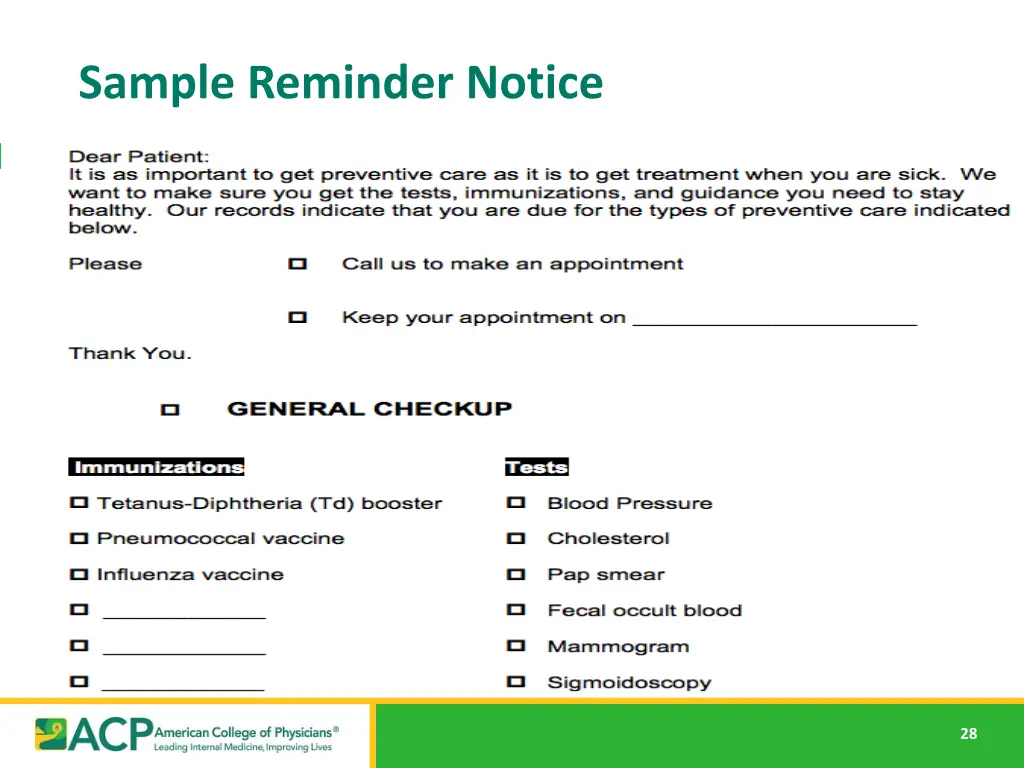 sample reminder notice