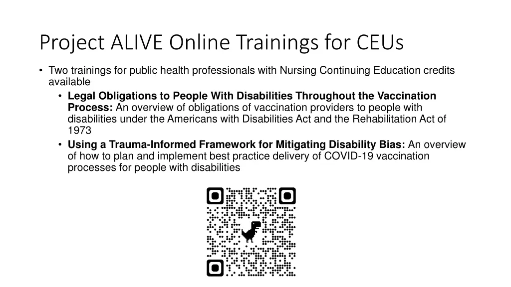 project alive online trainings for ceus