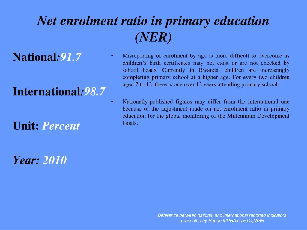 net enrolment ratio in primary education