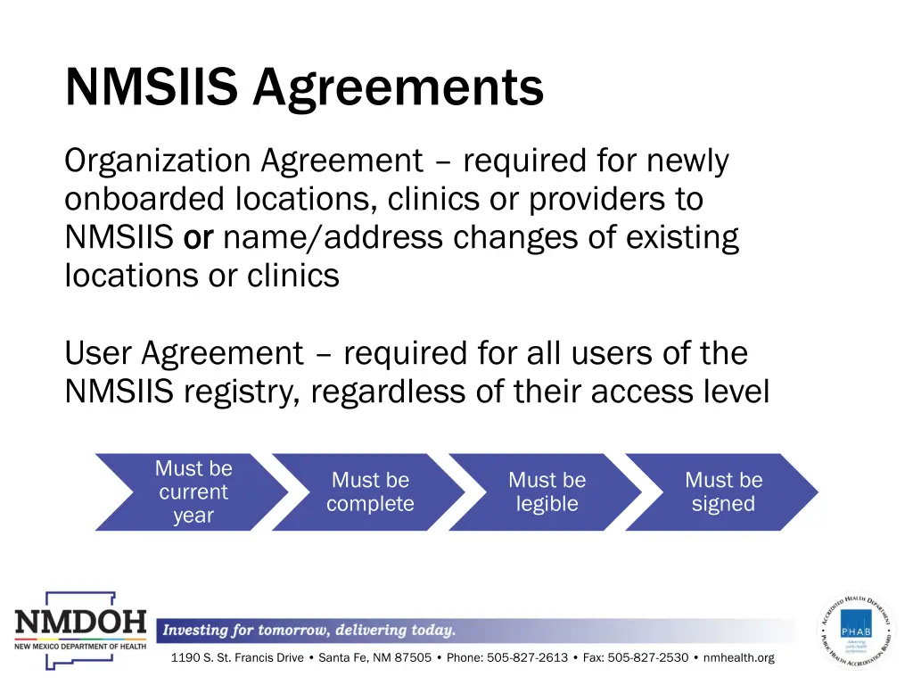 nmsiis agreements