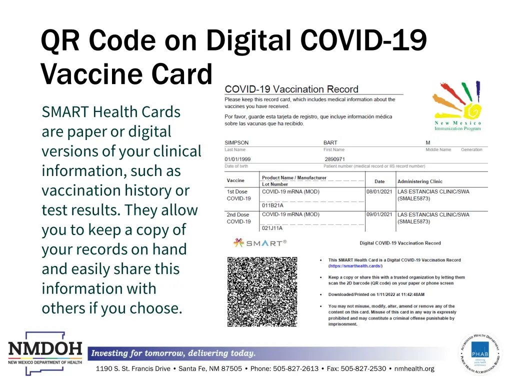 qr code on digital covid 19 vaccine card