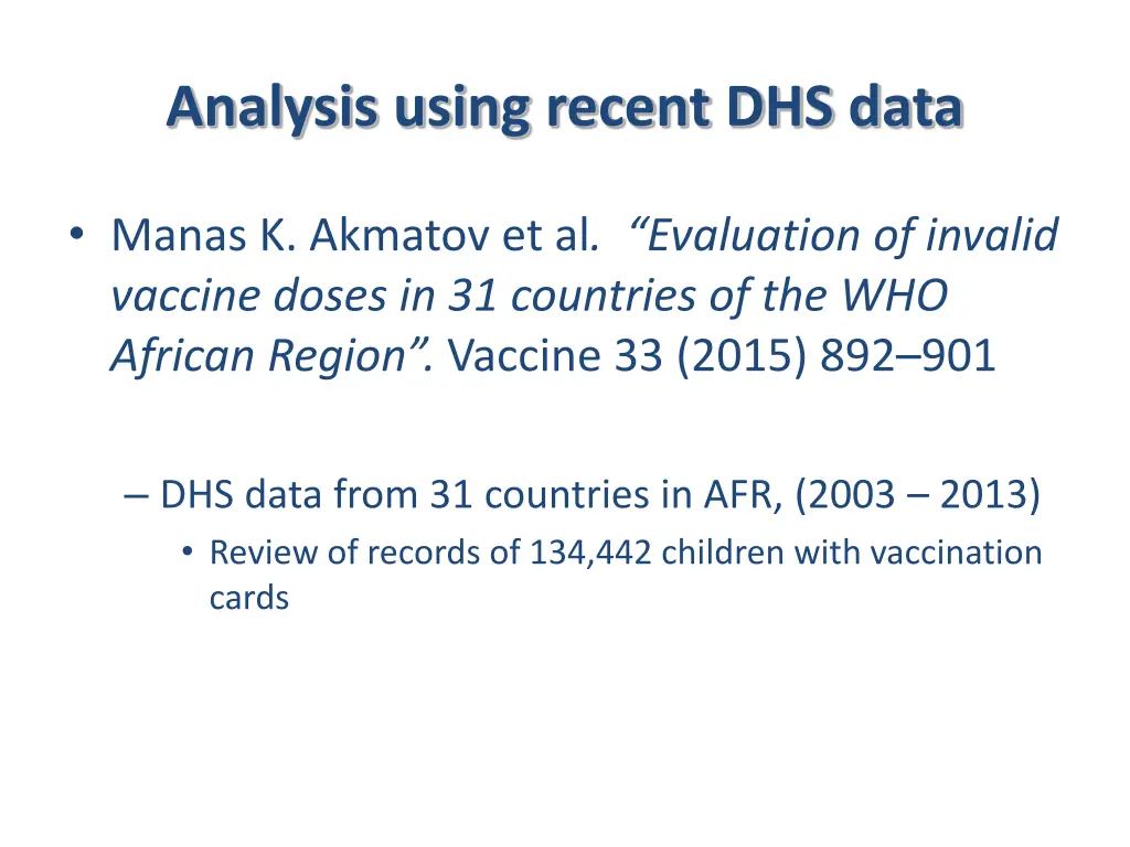 analysis using recent dhs data