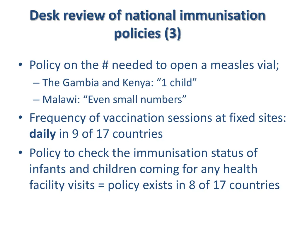 desk review of national immunisation policies 3