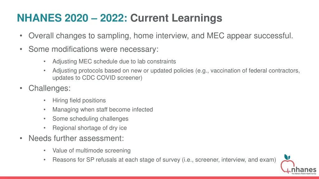 nhanes 2020 2022 current learnings