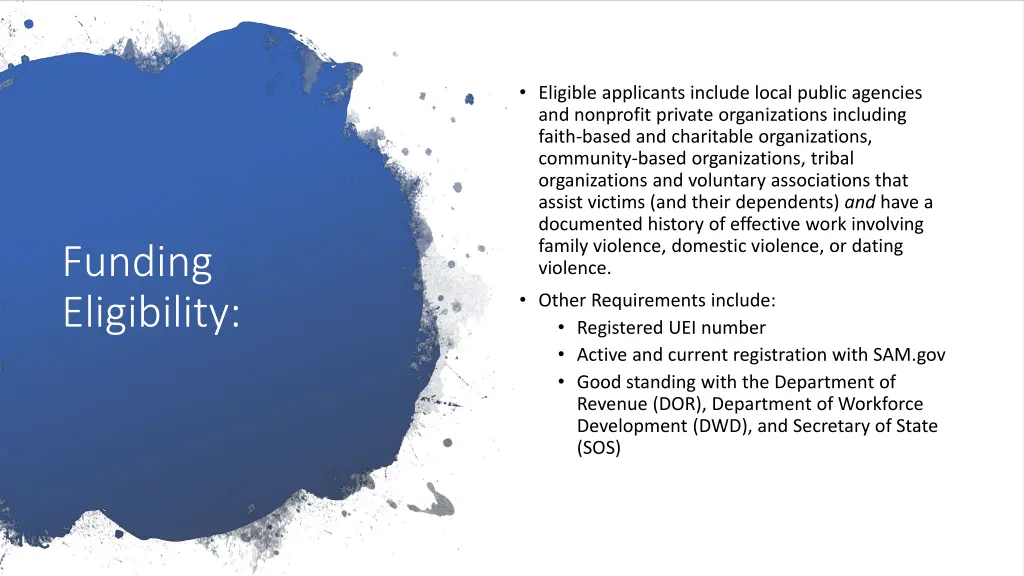 eligible applicants include local public agencies