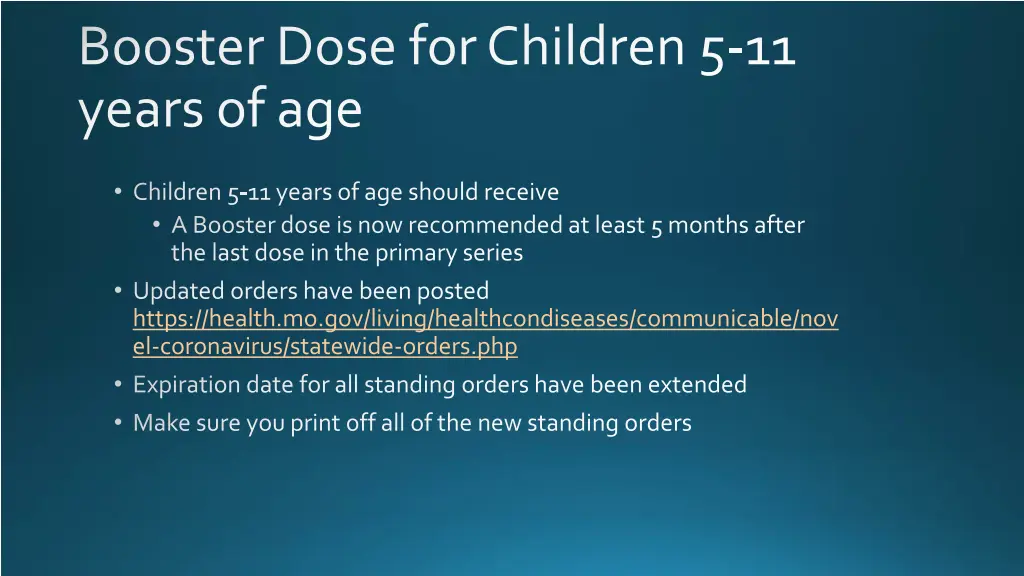 booster dose for children 5 11 years of age