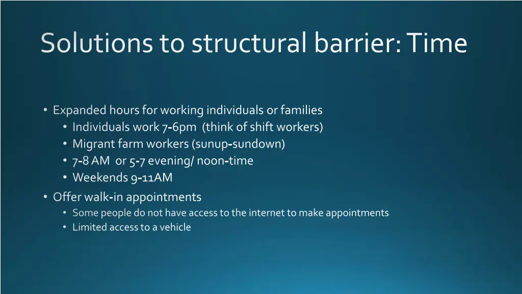 solutions to structural barrier time