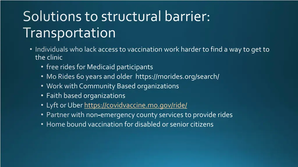 solutions to structural barrier transportation