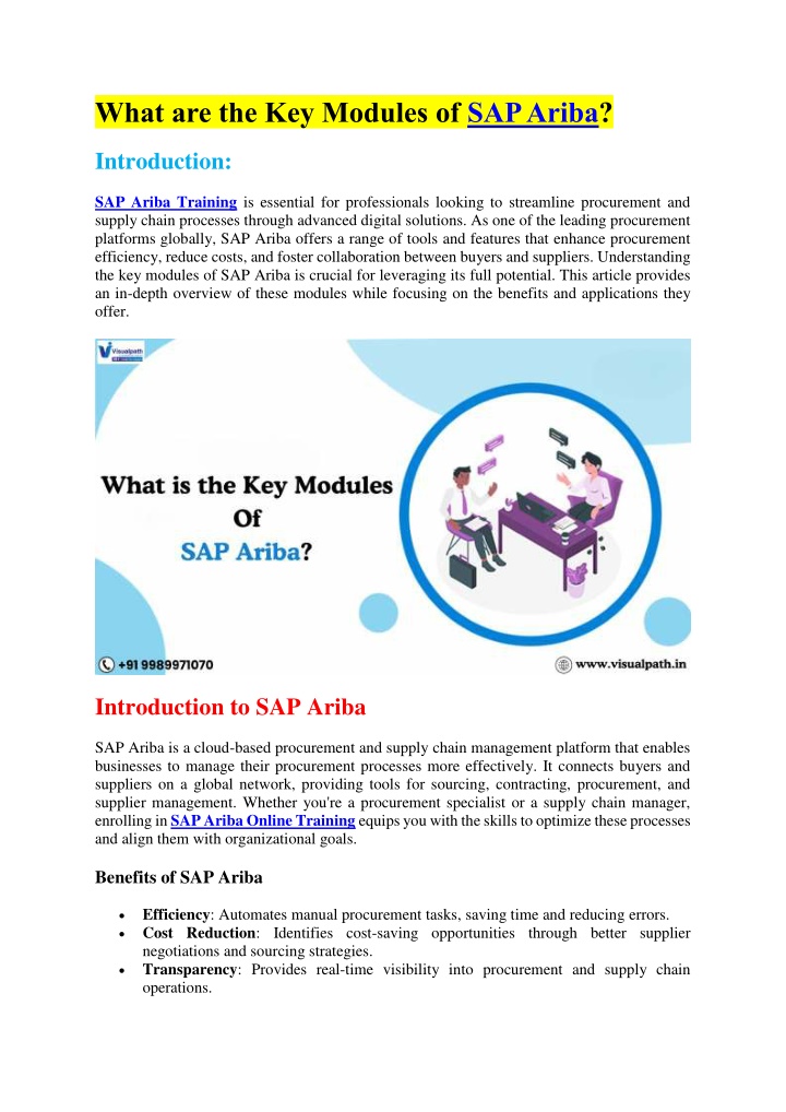 what are the key modules of sap ariba