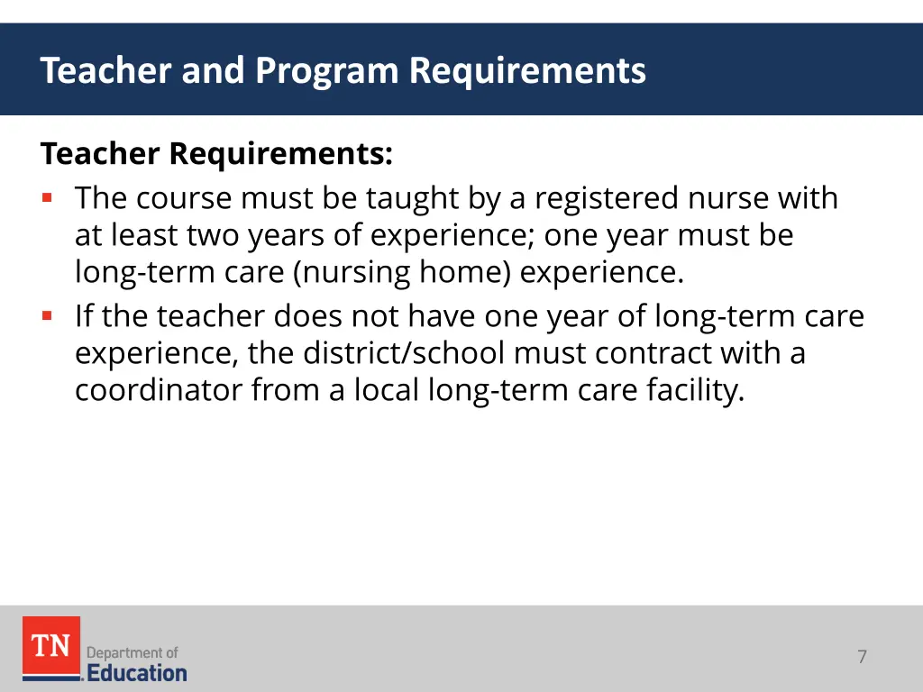 teacher and program requirements 1