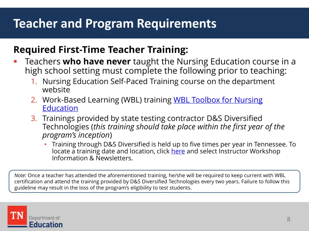 teacher and program requirements 2