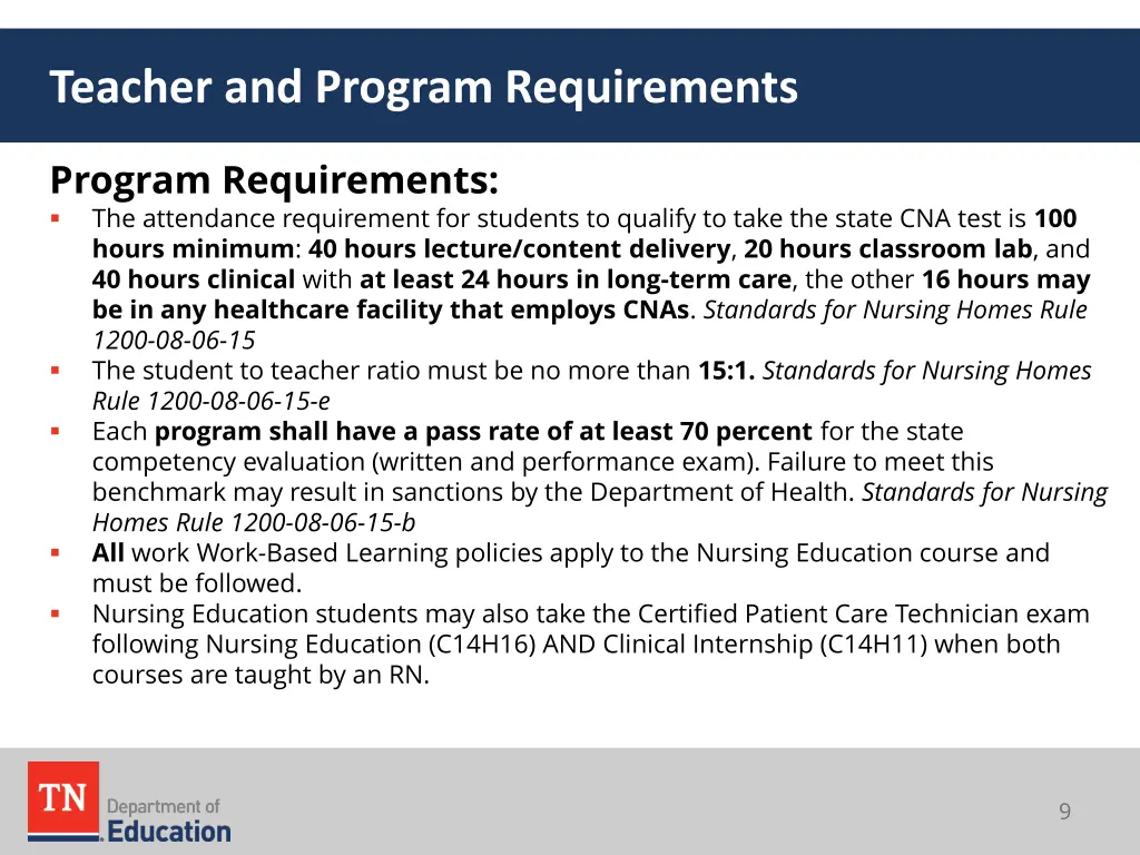 teacher and program requirements 3