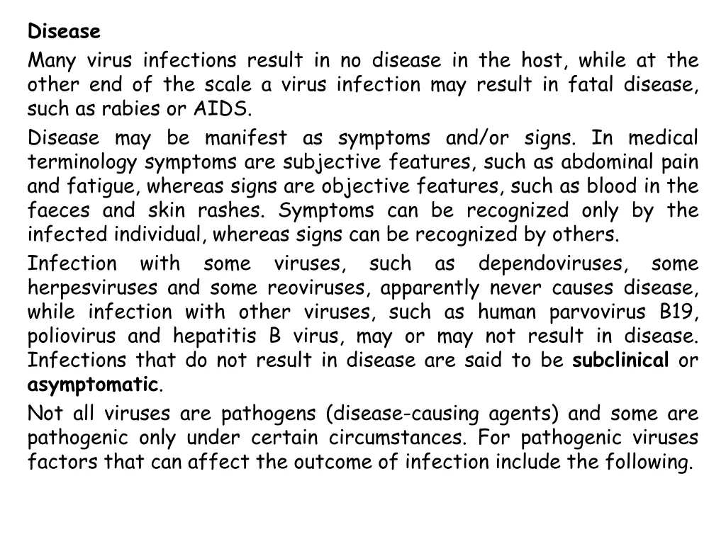disease many virus infections result