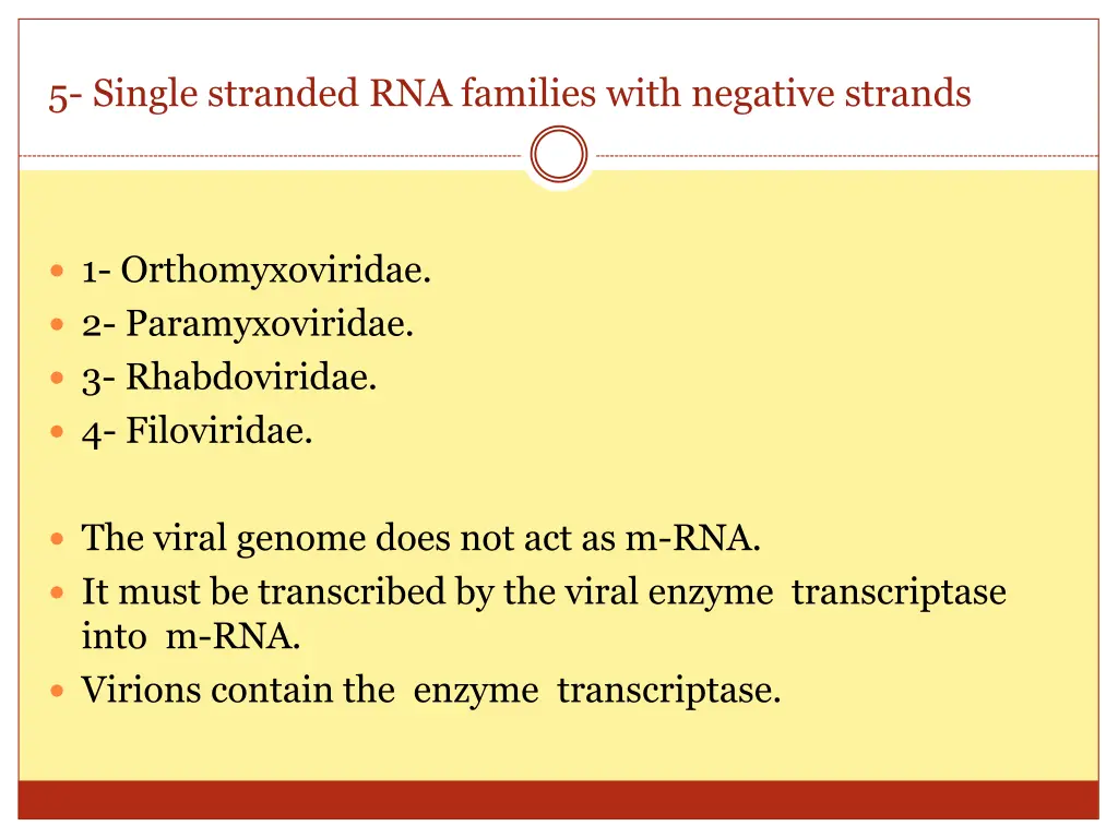 5 single stranded rna families with negative