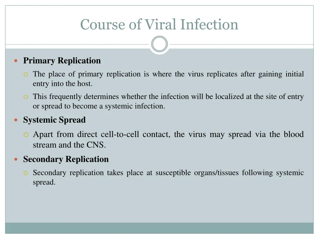 course of viral infection