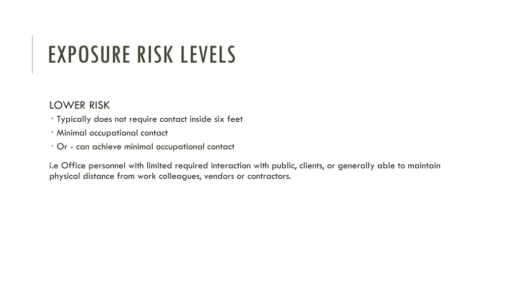 exposure risk levels 1