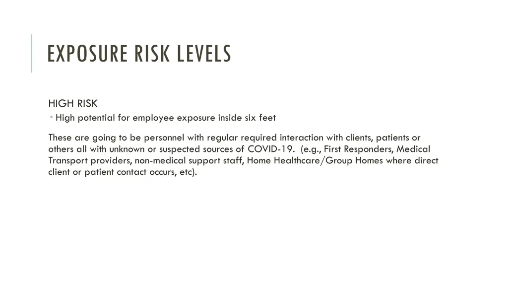 exposure risk levels 3