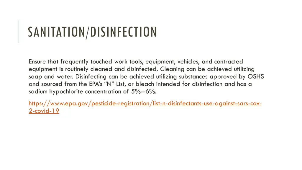 sanitation disinfection