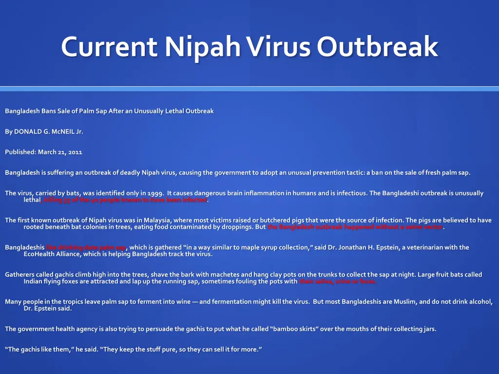 current nipah virus outbreak