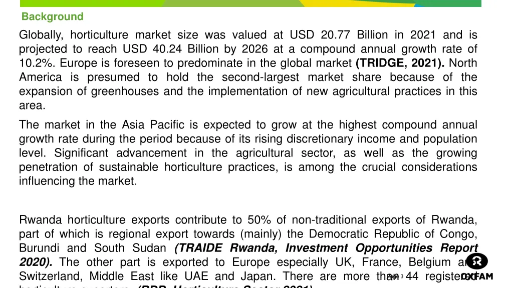 background globally horticulture market size