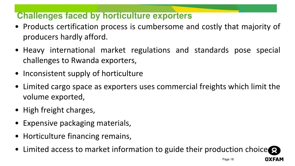 challenges faced by horticulture exporters