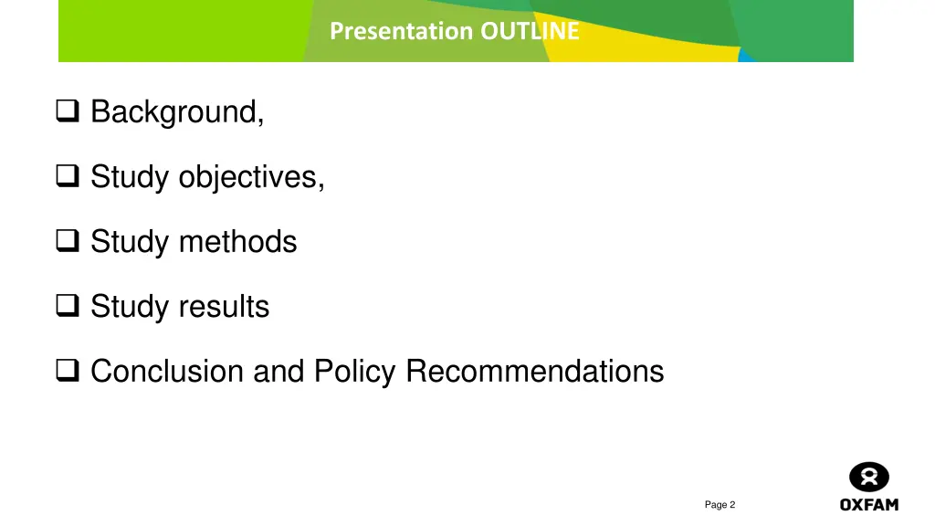 presentation outline