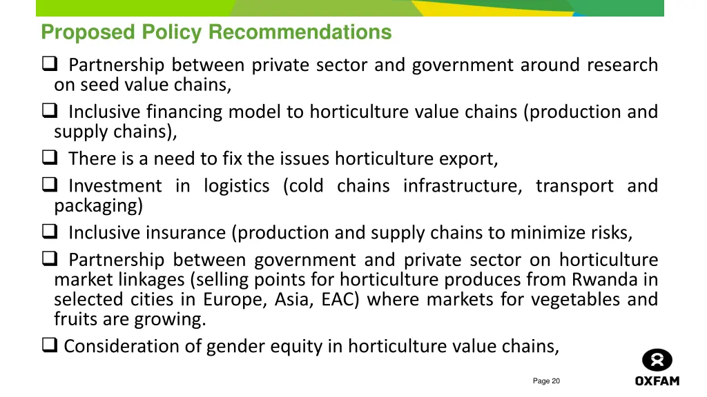 proposed policy recommendations partnership