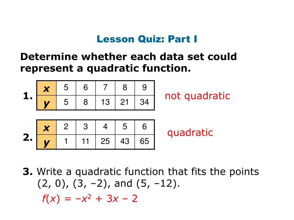 lesson quiz part i