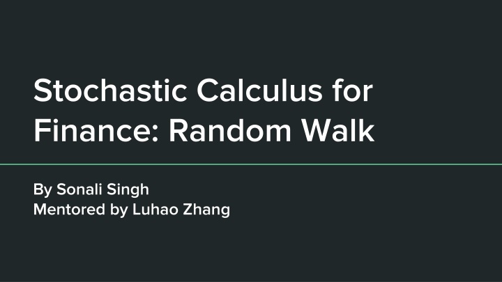 stochastic calculus for finance random walk